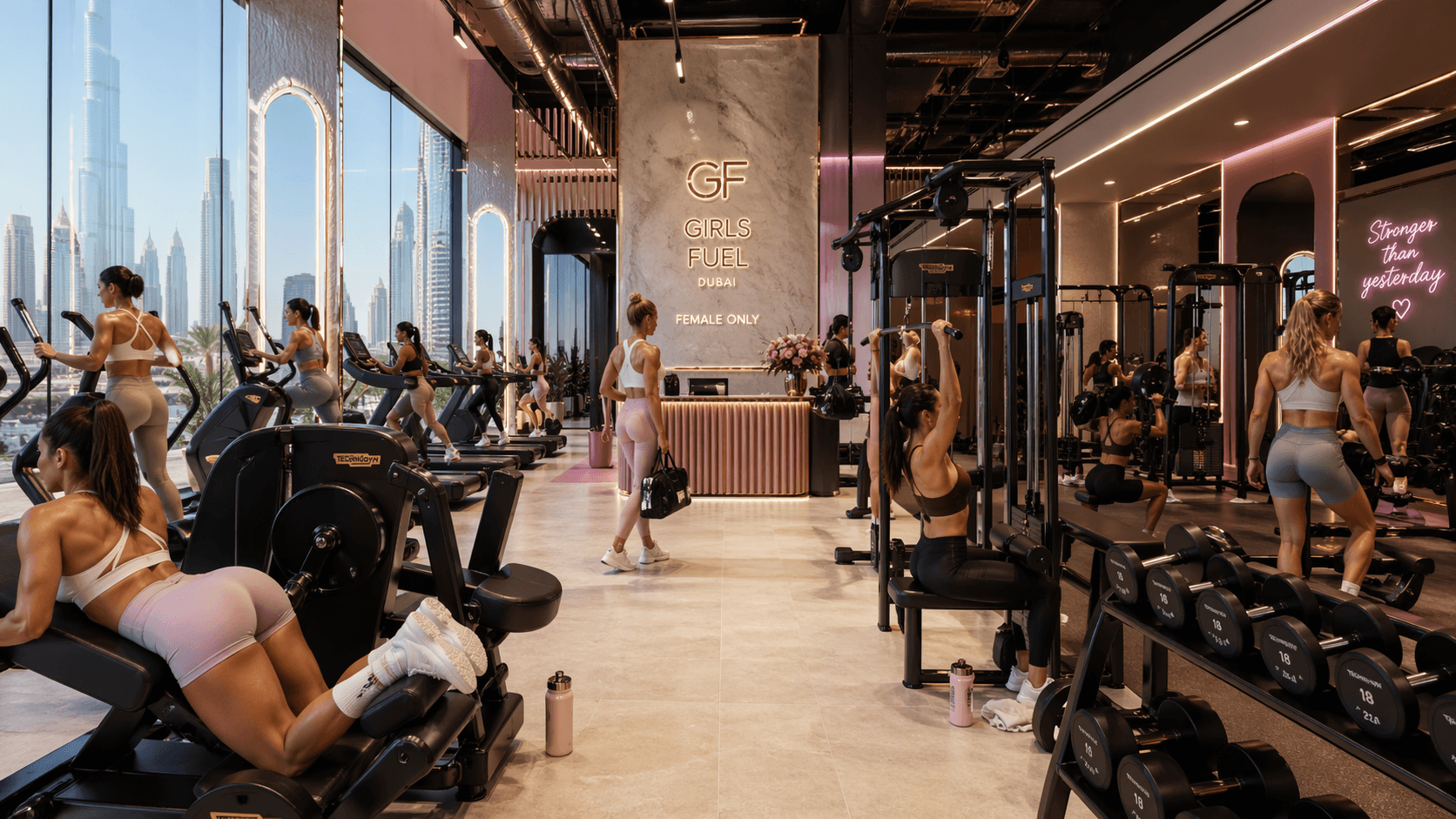 Women training together inside a premium female-only fitness studio
